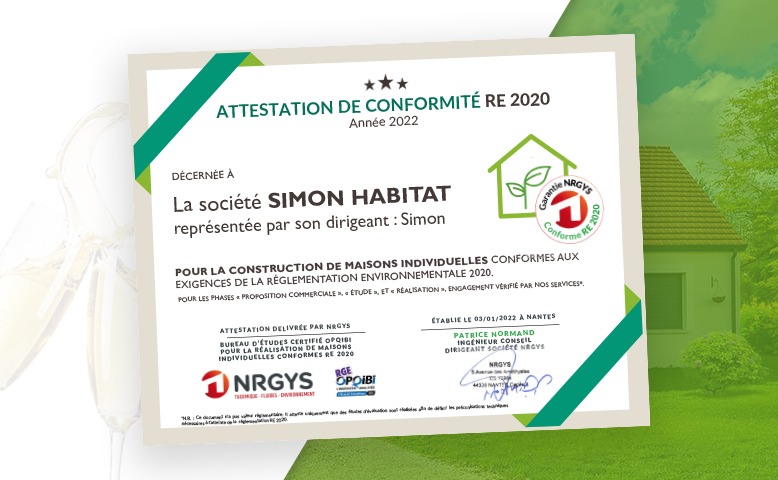 Simon Habitat a reçu son attestation RE 2020